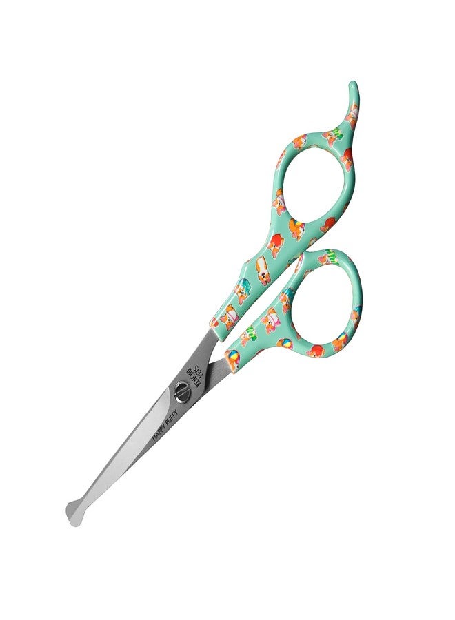 Kenchii Happy Puppy Ball Tip Shears for Dogs | Pet Grooming Essentials | Stainless Steel Trimming Scissors With Safety Blunt Tip | Dog Grooming Tools | 5.5 In - Image 1